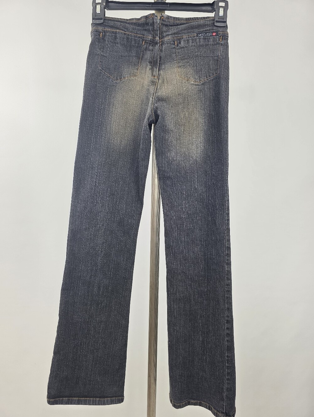 Hot Kiss Vintage Y2K Women's Black Denim Wash Low Rise Back Zipper Jeans 0 - Picture 3 of 5